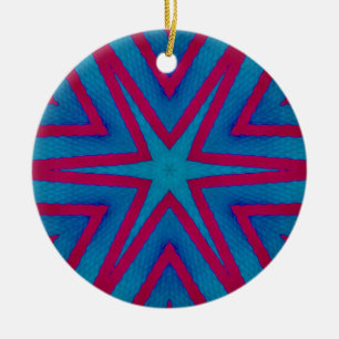 Star Red and Blue Geometric Ceramic Ornament