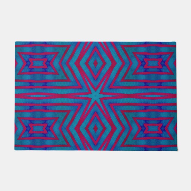 Star Red and Blue Geometric Doormat (Front)