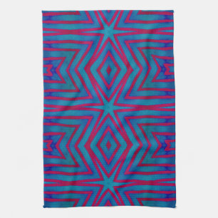 Star Red and Blue Geometric Kitchen Towel