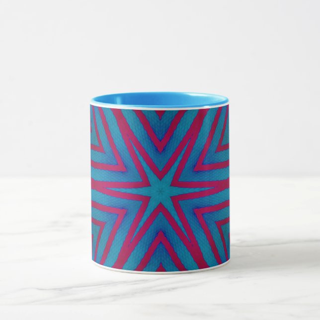 Star Red and Blue Geometric Mug (Center)