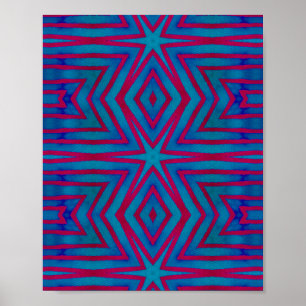 Star Red and Blue Geometric Poster