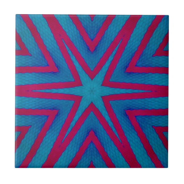 Star Red and Blue Geometric Tile (Front)