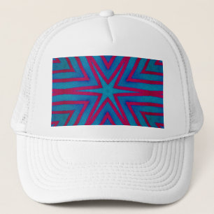 Star Red and Blue Geometric Trucker Hat