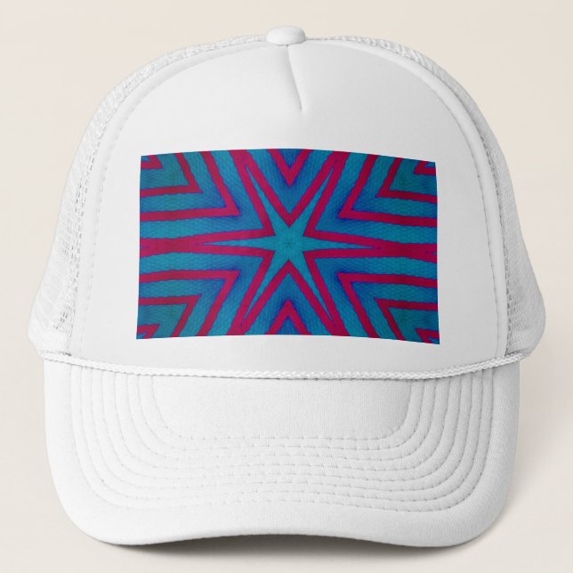 Star Red and Blue Geometric Trucker Hat (Front)