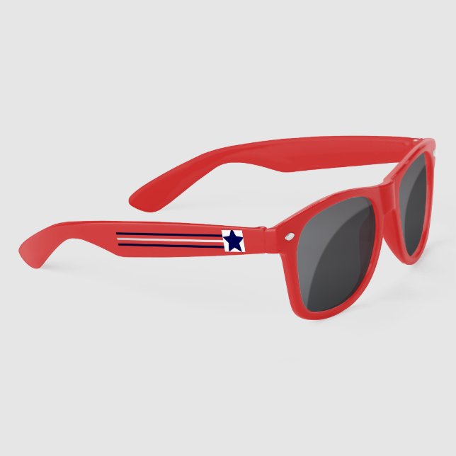 Star-Red White & Blue Striped Contemporary Design Sunglasses (Right)