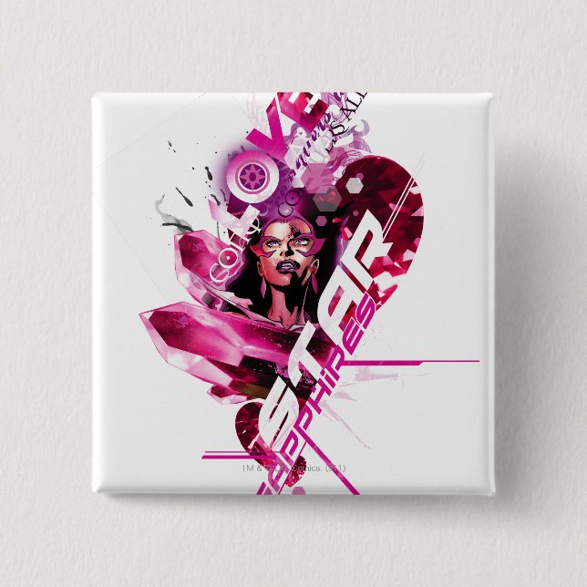 Star Sapphire Graphic 8 2 Inch Square Button (Front)