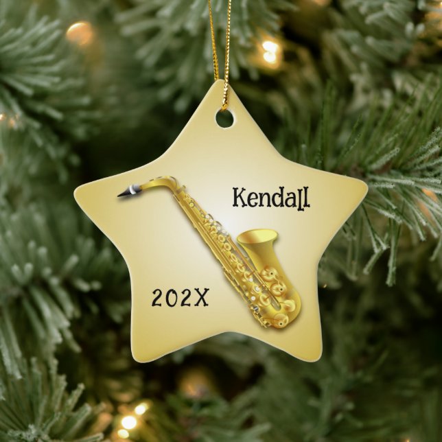 Star Saxophone Player Personalized Ornament (Tree)