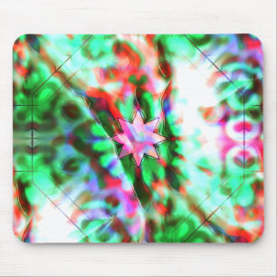 Star shadows on glass flowery spots, pink to green mouse pad