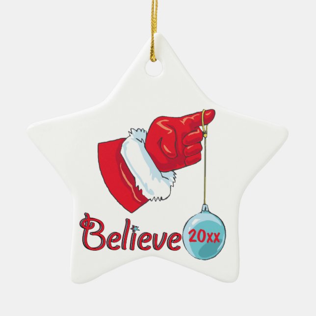 Star Shaped Believe Ceramic Ornament (Front)