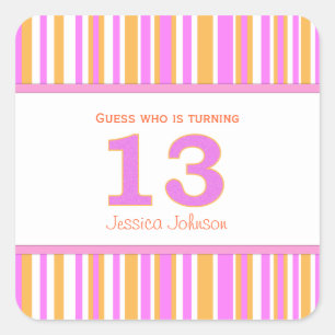 Star Shaped Personalized 13th Birthday Stickers