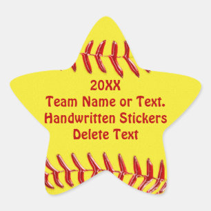 Star Shaped Softball Stickers Your Text or Blank