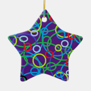 Star Shaped With Circles Personalized Christmas Ceramic Ornament