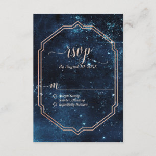 Star Sky Celestial Galaxy Watercolor Wedding RSVP Card