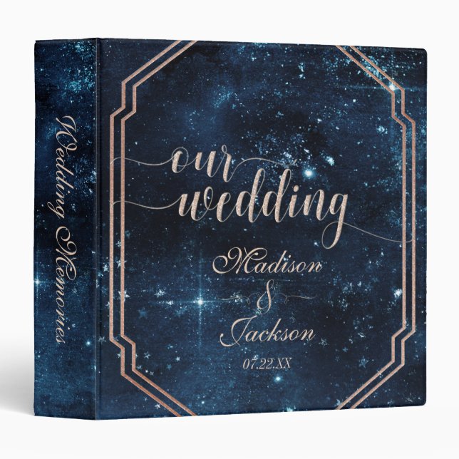 Star Sky Celestial Galaxy Wedding Photo Album Binder (Front/Spine)