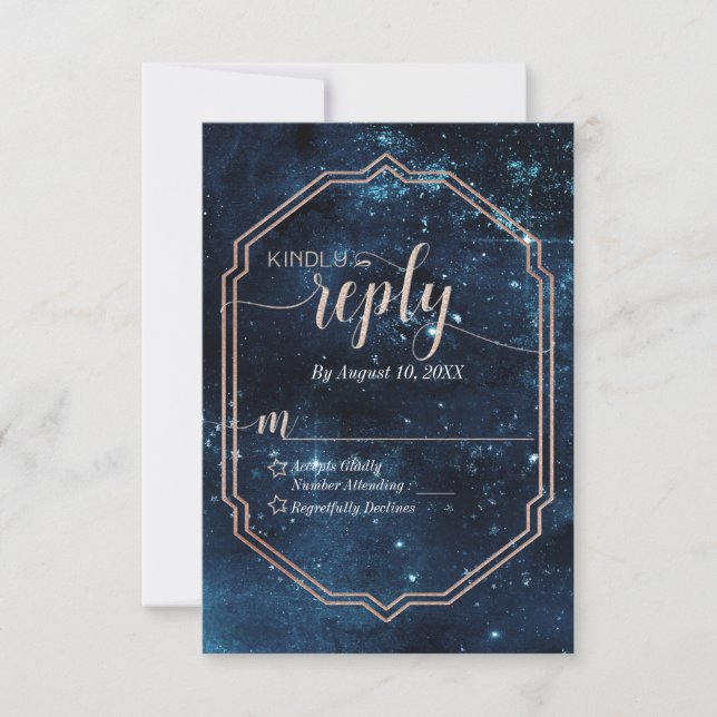 Star Sky Celestial Galaxy Wedding Reply RSVP Card (Front)