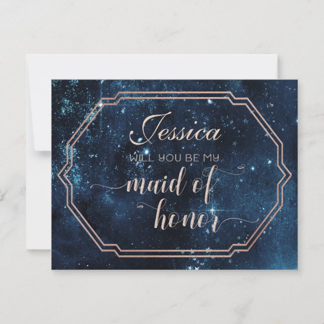 Star Sky Celestial Will You Be My Maid of Honour Invitation (Front)