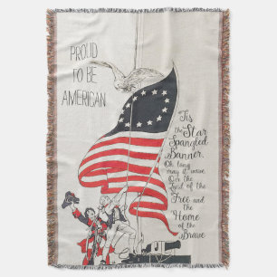 Star Spangled Banner America Flag Throw Blanket