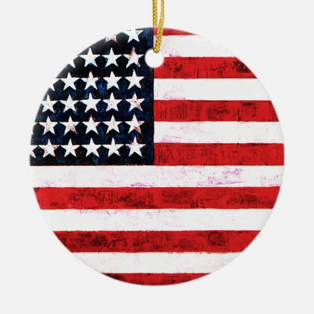 Star Spangled Banner - American Flag Ceramic Ornament (Front)
