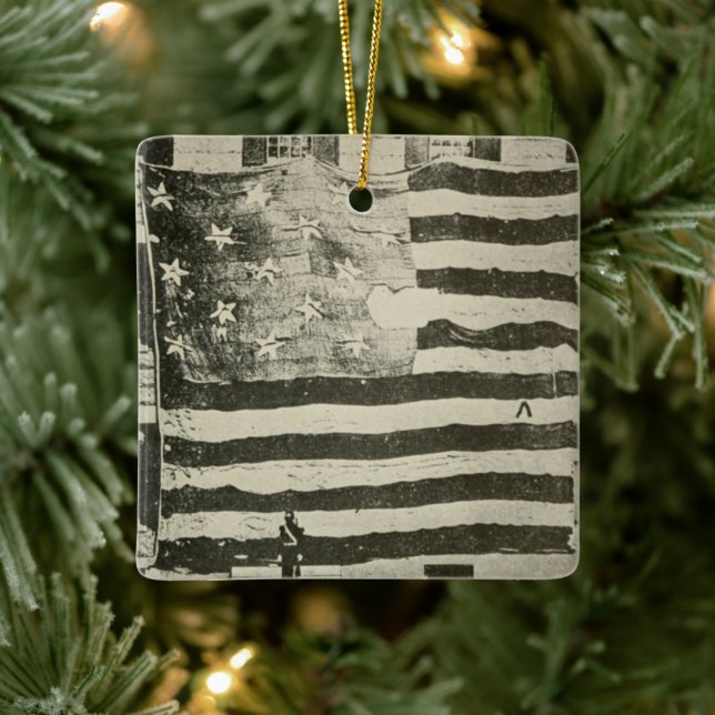 Star Spangled Banner: American Flag on Display Ceramic Ornament (Tree)