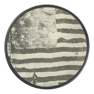 Star Spangled Banner: American Flag on Display Hockey Puck