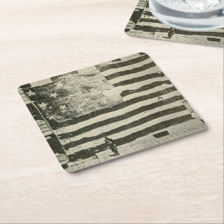 Star Spangled Banner: American Flag on Display Square Paper Coaster