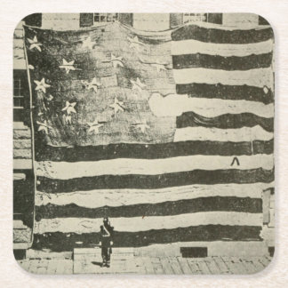 Star Spangled Banner: American Flag on Display Square Paper Coaster