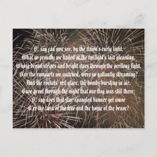 Star-Spangled Banner and Fireworks Postcard