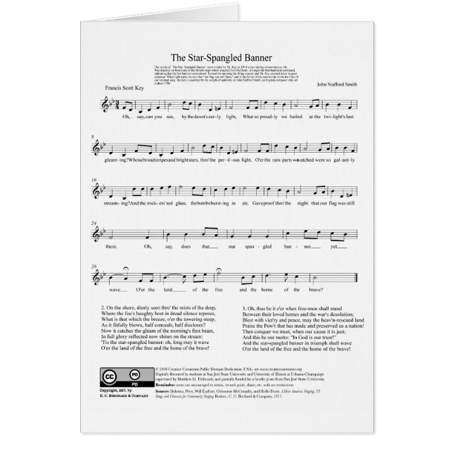 Star-Spangled Banner National Anthem Music Sheet (Front)