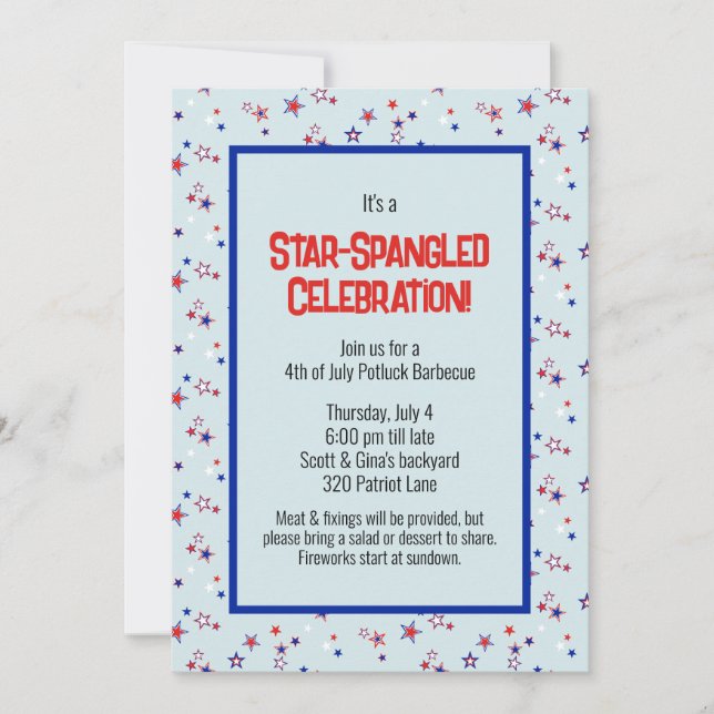 Star-Spangled Celebration Patriotic Party Invitation (Front)