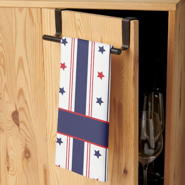 Star-Spangled Chef: Custom Red, White & Blue Apron Kitchen Towel (Thirds Fold)