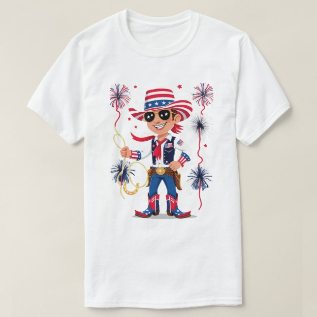 Star-Spangled Cowboy – 4th of July Celebration Des T-Shirt (Design Front)