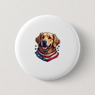 Star Spangled Golden Retriever Vintage Tee 2 Inch Round Button