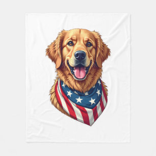 Star Spangled Golden Retriever Vintage Tee 4 Fleece Blanket