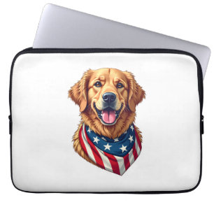 Star Spangled Golden Retriever Vintage Tee 4 Laptop Sleeve