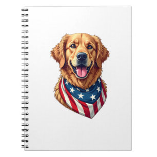 Star Spangled Golden Retriever Vintage Tee 4 Notebook