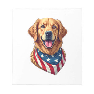 Star Spangled Golden Retriever Vintage Tee 4 Notepad