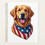 Star Spangled Golden Retriever Vintage Tee 4 Planner<br><div class="desc">Star Spangled Golden Retriever Vintage Tee 4</div>