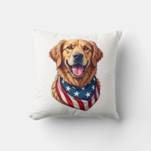 Star Spangled Golden Retriever Vintage Tee 4 Throw Pillow