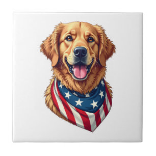 Star Spangled Golden Retriever Vintage Tee 4 Tile