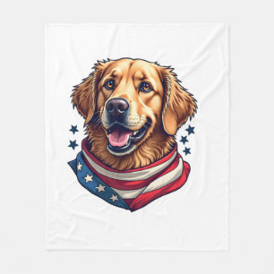 Star Spangled Golden Retriever Vintage Tee Fleece Blanket