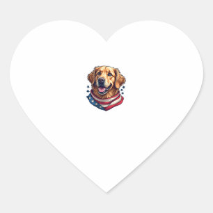 Star Spangled Golden Retriever Vintage Tee Heart Sticker