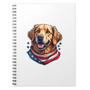 Star Spangled Golden Retriever Vintage Tee Notebook