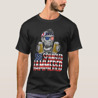 Star Spangled Hammered Abraham Lincoln Beer Lover  T-Shirt
