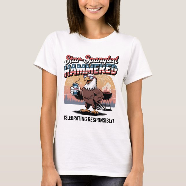 Star-Spangled Hammered Eagle BBQ T-Shirt (Front)