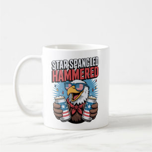 Star Spangled Hammered Funny Patriotic Bald Eagle Coffee Mug