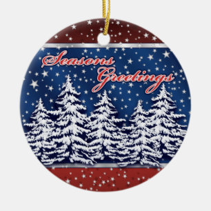 Star Spangled Seasons Greetings Ornament