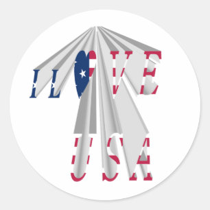 Star-Spangled Statement: Graphic I Love USA Design Classic Round Sticker