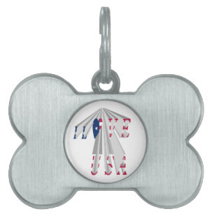 Star-Spangled Statement: Graphic I Love USA Design Pet Tag