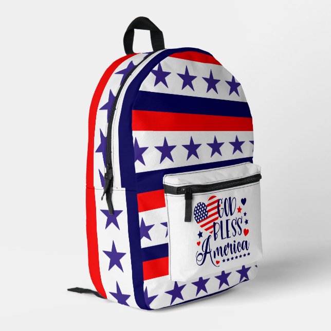 Star Spangled Stripes Print Cut Sew Backpack (Back Corner Left)