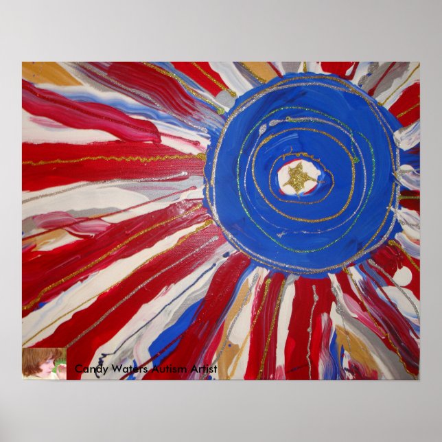 "Star-Spangled Sun" by Candy Waters Autism Artist Poster (Front)